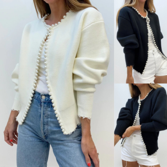 XENA – Stilvoller Strick-Cardigan mit Perlenverzierung